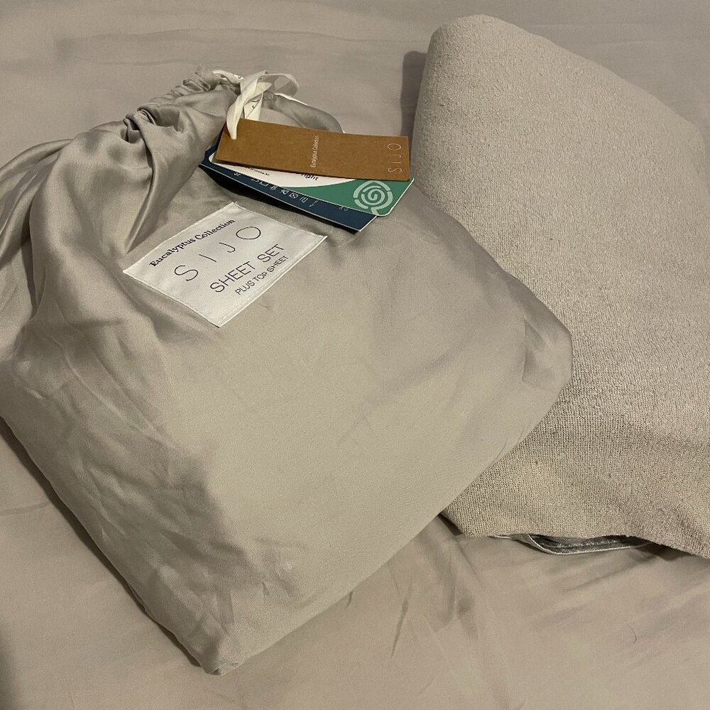 SIJO Twin Eucalyptus Bamboo Bed Sheets Set and Cooling Blanket